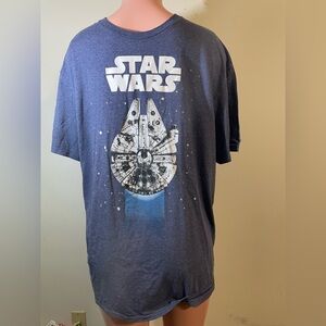 Star Wars Mad Engine Mens XL T-shirt Blue Graphic Millennium Falcon Short Sleeve